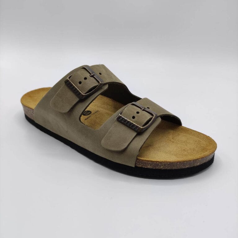 Women 180010 Plakton Leather Sandals Kaki Color