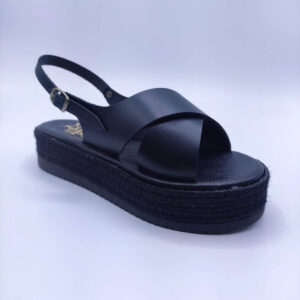 Platform Wide criss cross sandal Total Black