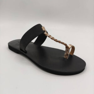 Braided Leather Sandal Brass Rose Gold