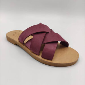 Criss Cross Woven Leather Slides Pagonis Purple Color
