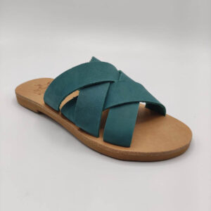 Criss Cross Woven Leather Slides Pagonis Nubuck Ciel