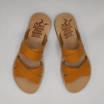 Leather Double Cross Over Strap Sandals - Image 4