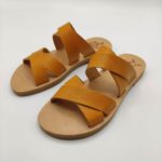 Leather Double Cross Over Strap Sandals - Image 3