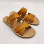 Leather Double Cross Over Strap Sandals - Image 2