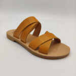 Leather Double Cross Over Strap Sandals - Image 18