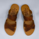 Leather Double Cross Over Strap Sandals - Image 10