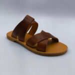 Leather Double Cross Over Strap Sandals