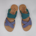 Leather Double Cross Over Strap Sandals - Image 9