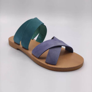 Double Criss Cross Slide Leather Sandal