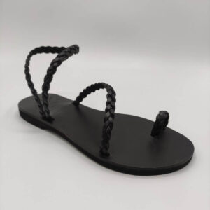 Eleftheria Plexi Leather Sandal Pagonis Greek Sandals Total Black