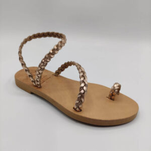 Eleftheria Plexi Leather Sandal Pagonis Greek Sandals Rose Gold Color