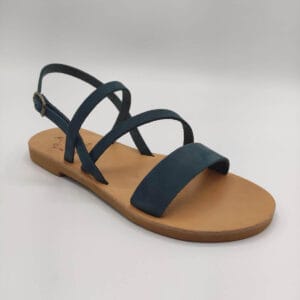 Greek Hellenic Leather Women Sandal Blue Color
