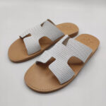 Mens Leather Slide H Cut Embossed Leather - Image 8