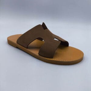 Hermes Slides Men Handmade Slip On Mocha Color