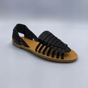 Huarache Leather Sandals Leather Flat Shoes Black