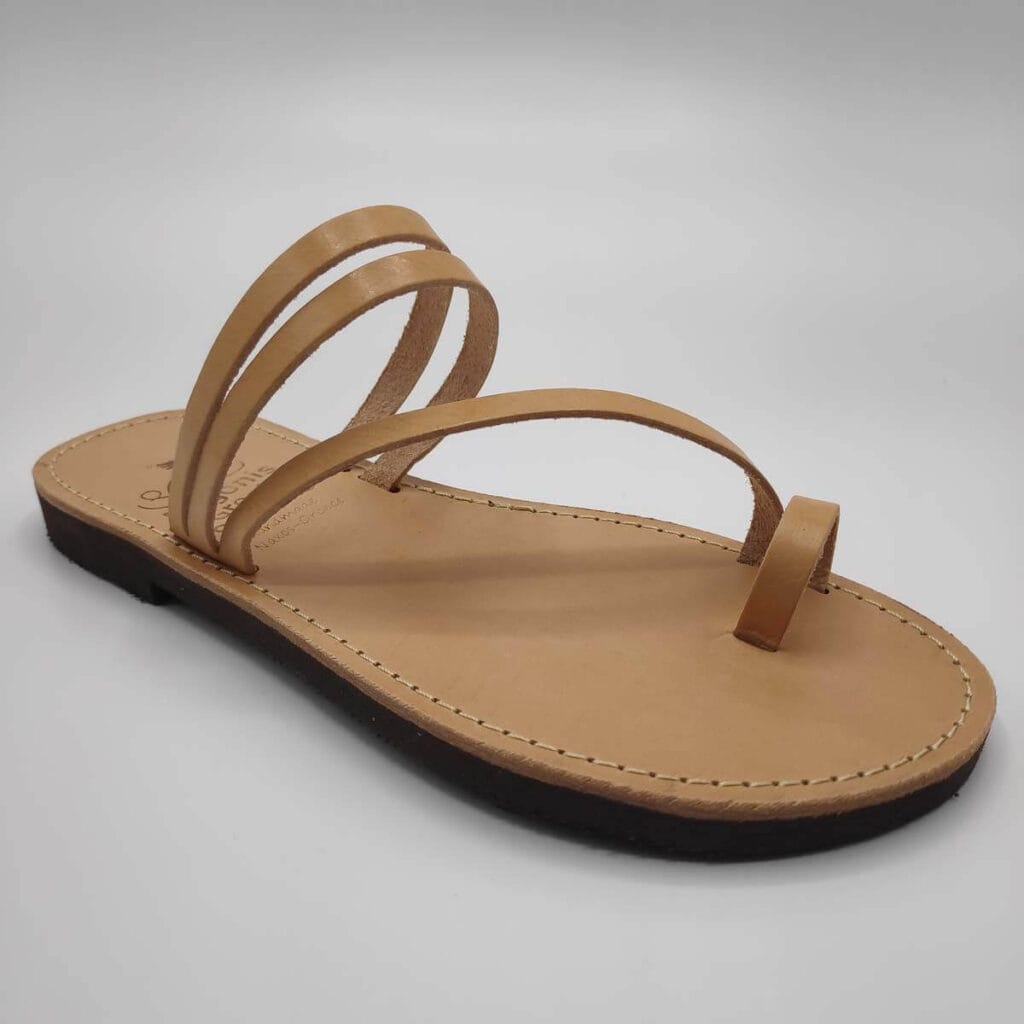Tan Leather Sandals with toe loop