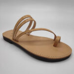 Comi Women Leather Toe Three Straps Slide