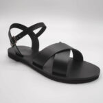 Criss Cross Ankle Strap Leather Sandal - Image 44