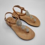 Kassandra Women Leather Sandal Three Circles Strass - Image 2