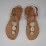 Kassandra Women Leather Sandal Three Circles Strass - Image 3
