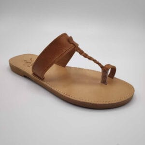 Braided Leather Sandal Brass Rose Gold