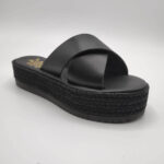 Xi Platform Black Leather Cross Strap Sandals - Image 23
