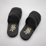 Three Straps Mens Leather Sandals Black Comfort Sandals back view