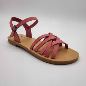 Strappy leather ankle sandal Pink