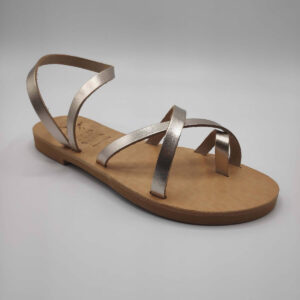 Gold Leather Strappy Sandals with Toe Straps