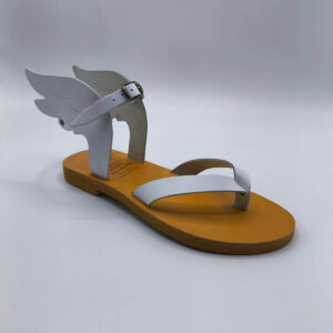 Ikaria Leather Sandals Wings White