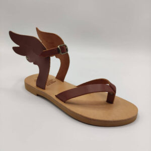 Ikaria Leather Sandals Wings Brown Color