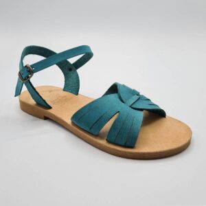 Interlocking Straps leather Sandal ciel