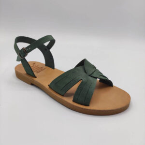 Interlocking Straps leather Sandal green