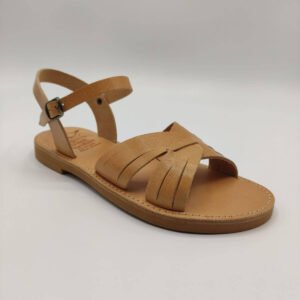 Interlocking Straps leather Sandal Natural