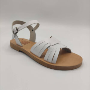 Interlocking Straps leather Sandals white