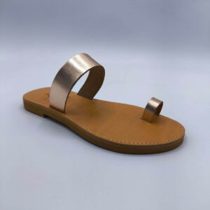 Jesus Sandals Womens Toe Ring Leather Slides Rose Gold