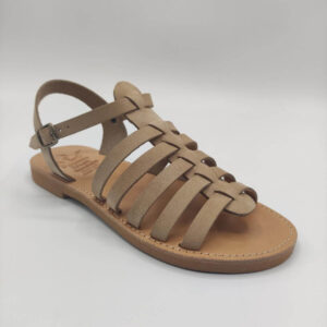 Kedros Strappy Gladiator Sandals Flats Nubuck Beige