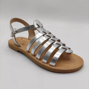 Kedros Strappy Gladiator Sandals Flats Silver