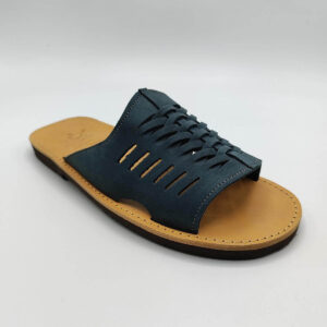 Men Handmade Leather Slippers Blue