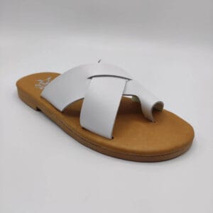 Mens Cushion leather Sandals Pagonis White
