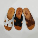Mens Leather Slide H Cut Embossed Leather - Image 2