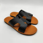 Mens Leather Slide H Cut Embossed Leather - Image 10