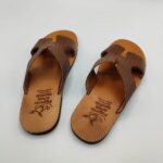 Mens Leather Slide H Cut Embossed Leather - Image 5