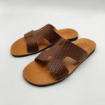 Mens Leather Slide H Cut Embossed Leather - Image 4