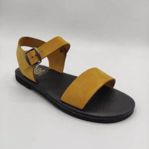 Mens Leather Slingback Buckle Sandal Soft Sole Ochra Color