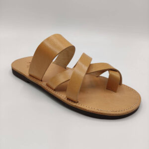 Pagonis Handmade Leather Slide for Men Natural Color