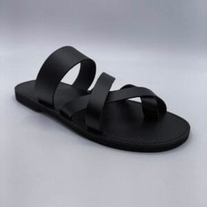 Pagonis-Handmade-Leather-Slide-for-Men Total Black