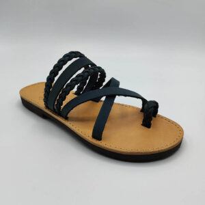 Sandals Braided Leather Flat Sandals Blue Color