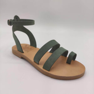 Two Strap Dressy Leather Sandals Green