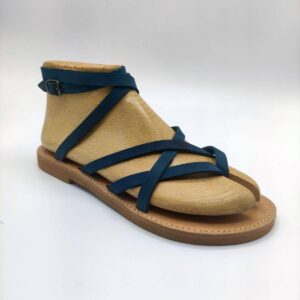 Strappy lace up leather sandal Blue